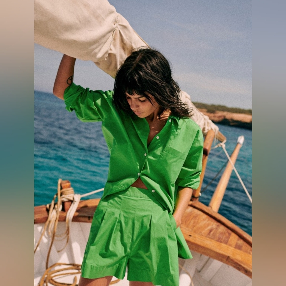Sezane Nicolo Green Cotton Shorts size  38